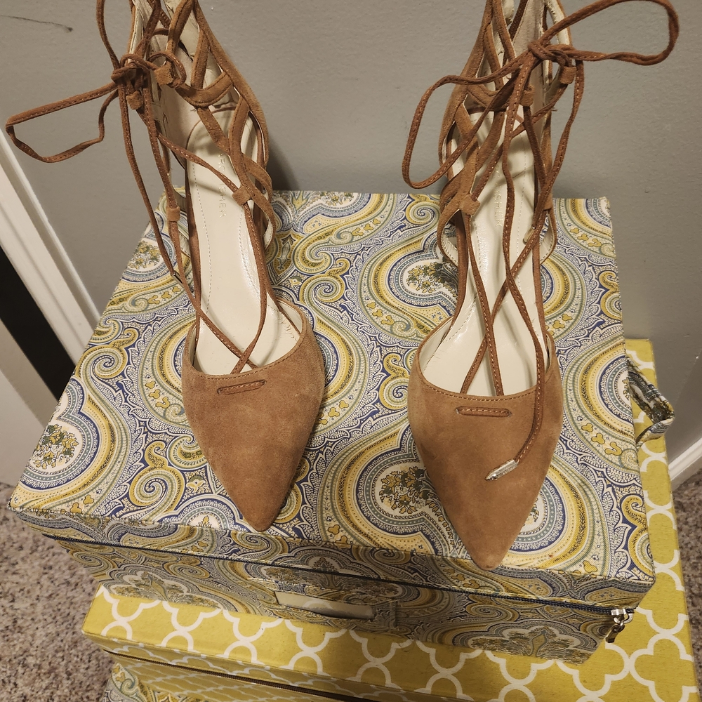 Marc Fisher Brown Suede Lace-Up Heels